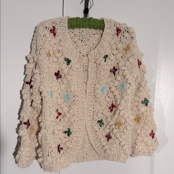 SAACHI from Nordstroms Pompom Cream Sweater with Multicolor Accents - Picture 1 of 8